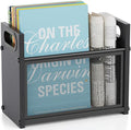 Black Magazine Holder, Wood Magazine Rack Floor, Mesh Magazine File Holder, Magazine Storage Basket, Magazine Holders for Classroom, Magazine Stand for Desk, Folder Organizer Bin for Books