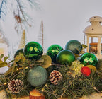 Emopeak 12Pcs Christmas Balls Ornaments for Xmas Christmas Tree - 4 Style Shatterproof Christmas Tree Decorations Hanging Ball for Holiday Wedding Party Decoration (Dark Green, 3.2"/8CM)