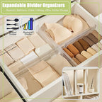 Expandable Clear Drawer Dividers - 3.1'' Height, 11-19'' Adjustable Drawer Separators, Expandable Dresser Organizers in Bedroom, Bathroom, Closet, Clothing, Office, Kitchen Storage