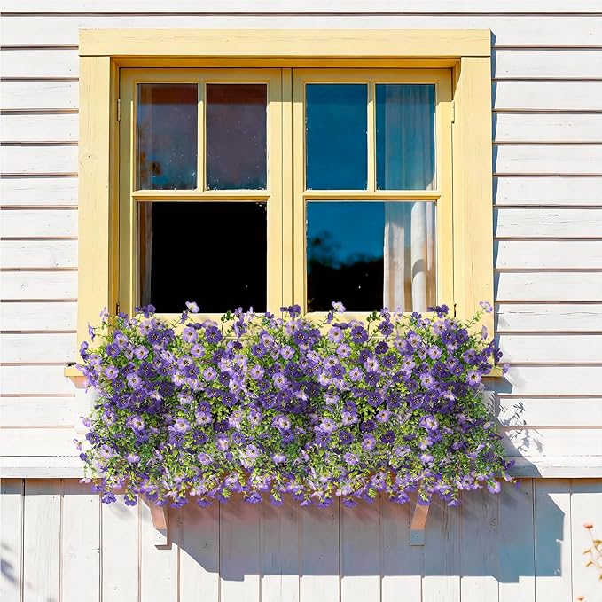 INQCMY 2Pcs Artificial Fake Hanging Flowers for Outdoors UV Resistant Artificial Plants for Spring Summer Decor Look Real Faux Flowers for Outside Home Planter Porch Patio Decor