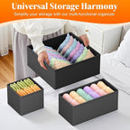 Drawer Organizer Clothes, 16 Pack Drawer Organizers and Underwear Organizer for Nursery, Dividers Clothes Organizer, Closet Organization and Foldable Storage Bins for Sock, Bra, Tie, Black
