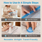 ANBIUX Vacuum Bags for Travel with Rechargeable air Pump, 16 Pack Carry-on Size Compression Packing Bags for Luggage and Suitcase, Space Saver for Clothes and Clothing Travel 16 PACK+PUMP