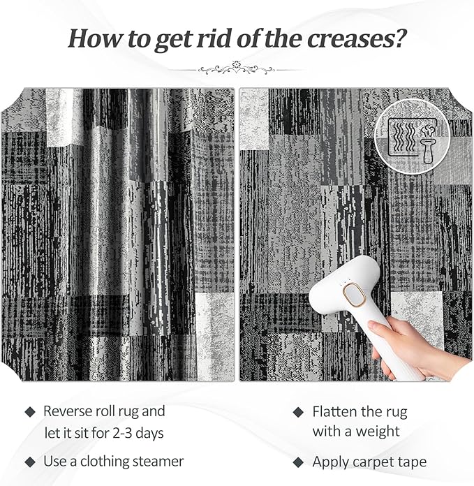 FlyDOIT Modern Geometric Patchwork Area Rug, 2.7x8 Grey Runner Rugs for Living Room, Rockwood Collection Indoor Rugs for Bedroom, Throw Carpet Floor Decor for Entryway Dining Room Office Nursery