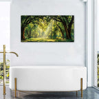 Forest Canvas Wall Art for Living Room Nature Landscape Pictures Wall Decor Sunrise Green Woodland Prints Poster Sunlight Trees Scenery Photography Artwork for Bedroom Office Home Decoration 24x48"
