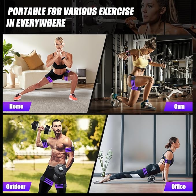 Booty Bands, Blood Flow Restriction Bands for Women/Men, Adjustable BFR Training Bands for Glutes & Hip Building, Occlusion Resistance Bands