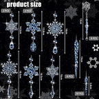 Giegxin 32 Pcs Crystal Christmas Ornaments Crystal Hanging Snowflakes Acrylic Xmas Tree Icicle Drop Decorations with Hooks for Christmas Snow Party Winter(Light Blue)