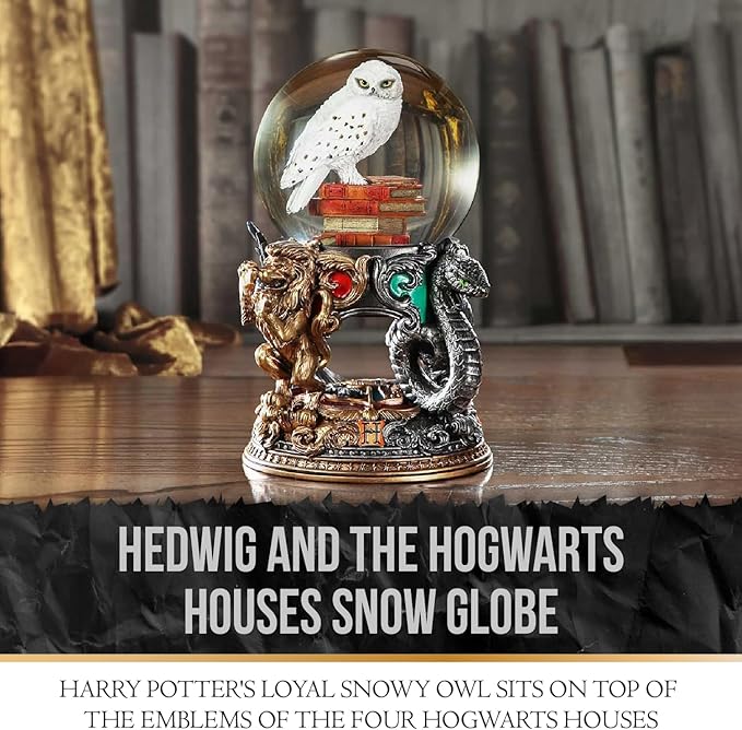 Nemesis Now Harry Potter Hedwig Snow Globe - Officially Licensed Collectible with Hand-Painted Detail, Hogwarts House Emblems, Perfect Harry Potter Gift, Owl Resin Figurine Home Decor