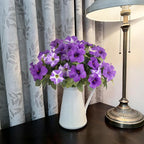 6 Pcs Artificial Flowers Fake Petunias for Outdoors, Faux Flowers for Outdoor Planter, UV Resistant Realistic Fake Plants for Outside No Fade for Garden Porch Patio Indoor Room Decor(Purple)