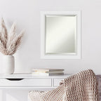 Amanti Art White Wall Mirror 24x20 Blanco White Rectangle Bathroom Mirror for Wall Decor Living Room, Small Modern Wood Frame, Hangs Horizonally and Vertically, Bathroom Decor, Beveled Edge