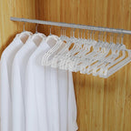 50 Pack Clear Plastic Hangers with Silver Glitter, Acrylic, Ultra Slim, Space Saving, for Coats, Pants, Suits, Shirts, Skirts, Dress Clothes