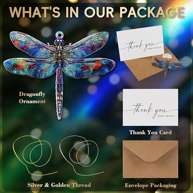 for Dragonfly Suncatcher Hanging Decor: Dragonfly Gifts for Women, Acrylic Stained Glass Effect Ornament, Unique Lucky Birthday Graduation, Perfect for Home Office Door