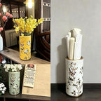 Ceramic Entryway Umbrella Stand,Handmade Appliques Chinese Umbrella Stand Barrels,Vintage Floor Standing Cane Holder Placed & Flower Vases for Hotel Office Home Entrance,D,17.3in