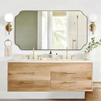 ANDY STAR 30"x55" Large Bathroom Mirror, Gold Scalloped Mirror for Bathroom, Brushed Brass Full Length Wall Mirror with Rust-Proof Stainless Steel Frame, Hangs Vertically or Horizontally