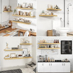 RICHFOCUS 31.5Inch Floating Shelves for Wall 2 Pack Shelves for Bedroom|Kitchen|Bathroom Wall Mounted Rustic Wood Floating Shelf with Invisible Brackets for Books|Storage|Decor, Oak