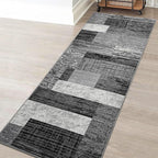 FlyDOIT Modern Geometric Patchwork Area Rug, 2x6 Grey Runner Rugs for Living Room, Rockwood Collection Indoor Rugs for Bedroom, Throw Carpet Floor Decor for Entryway Dining Room Office Nursery
