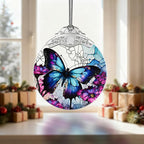 Butterfly Gifts for Women, Stained Glass Ornaments, Purple Butterfly Decorations, Hanging Holiday Presents Idea, Car Hanging Ornaments, Car Charm, Mirror Accessories