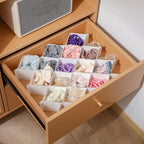 ROUFA Sock Drawer Organizer for Dresser, Honeycomb Underwear Dividers for Women, Panty Separator for Bras, Socks, Belt and Leggings (24pcs,White)