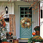 WANNA-CUL 24 Inch Fall Spring Wreaths for Front Door with Hydrangea,Little Pumpkins-Fall Decorations for Home,Fall Door Wreath Decor for Summer,Autumn,Harvest, Halloween or Thanksgiving