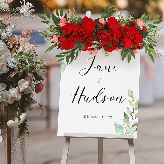 BFYDOAA Rose Swag Flowers,Wedding Arch Flowers Artificial Rustic Flower Swag Green Leaves Rose Peony Door Wreath for Wedding Arch Front Door House Wall Decoration