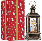 Christmas Snow Globe Swirling Glittering Angel & Nativity Scene with Music, USB Lined/Battery Operated Lighted Water Lantern for Christmas Festival Decoration Gifts