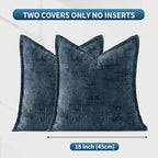 HPUK Fall Chenille Soft Throw Pillow Covers 18x18 Set of 2, Accent Cushion Covers for Living Room, Bedroom, Decorative Solid Color Pillow Covers for Couch, Sofa, Chair, Dusty Blue