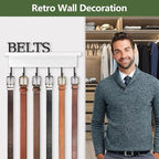Belt Hanger Organizer for Closet, Wall Mount Belt Rack, Wooden Belt and Tie Organizer for Stores and Displays Mens Accessories (Length 9.8”) White