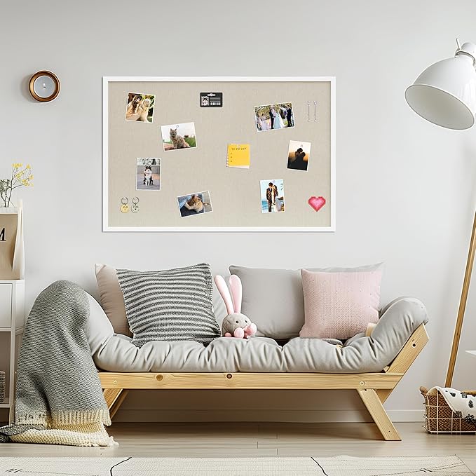 DAHAPYBOO Cork Board with Linen White 2Pack,Bulletin Board 36"x24" Hanging Corkboards for Office Home School Message Board or Vision Board Decoration.