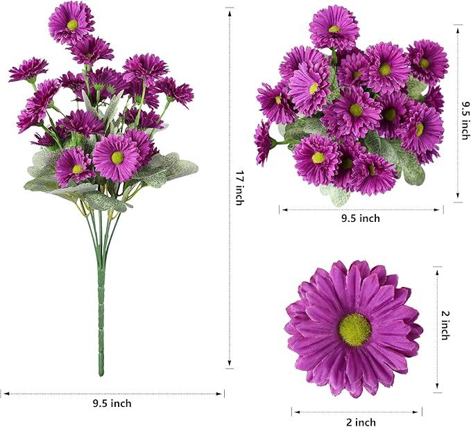 HyeFlora Artificial Flowers for Outdoors Fake Plants Spring Outside Decoration, 6 Bundles Dahlia Silk Daisy Realistic UV Resistant Faux Flowers for Outdoor Planter Balcony Porch Yard Garden Home, Mix