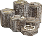 MOOCA Wooden 6 Pcs Hexagon Risers for Display Jewelry and Accessories Display Stand, Coffee