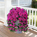 Ivydale Artificial Fake Flowers Geraniums for Outdoors Spring Summer Decor, 2 PCS Realistic Faux Hanging Plants UV Resistant Silk Flowers for Outsdie Planters Porch Patio Garden Outdoor Home, Fuchsia