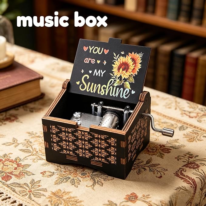 Dream Loom You are My Sunshine Music Box, Hand-Cranked Vintage Engraved Mini Color Musical Box Gift for Women Girl Birthday/Christmas/Valentines Day/Thanksgiving/Mother's Day