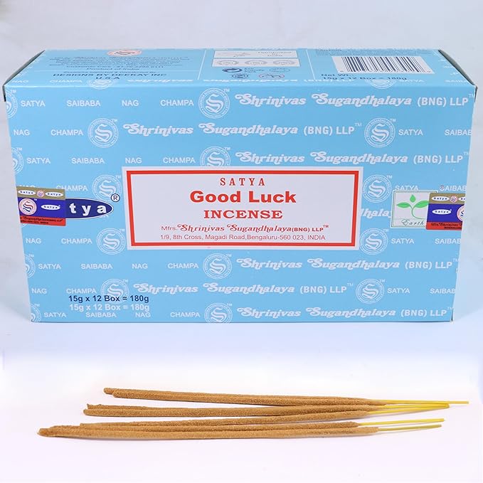 Nag Champa Incense Stick Packs - Hand Rolled & Non-Toxic - Perfect for Meditation and Yoga - Home Fragrance Gift Pack - 15g, Set of 12 Packs (Good Luck)