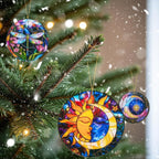 Sun and Moon Christmas Ornaments Decorative Ornament Round Acrylic Stained Glass Effect Window Hanging for Celestial Decor Moon Decor Sun Decor Sun, Hanging Tree Thanksgiving Gifts