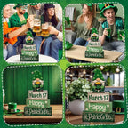 Lineshading 4 Pcs St Patricks Day Table Decoration Wooden St Patrick's Day Gnomes Tiered Tray Decor Irish Centerpiece Green Lucky Gnomes Block Signs Gifts for Saint Patty's Party Home Kitchen