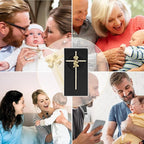 Baby Wall Cross Baptism Gifts for Boys, 7-inch Olive Gold Praying Catholic Boy Baptism Crosses for Christening, First Holy Communion & Baby Dedication Gifts, Baptismal Cross Newborn Nursery Decor