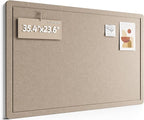 Fluxynara Bulletin Board,35.4" x 23.6" Cork Board Alternative with 12 Safe Removable Adhesive Tabs, Foldable Felt Pin Board for Home Office, Classroom, Bedroom,Entryway for Walls—Taupe
