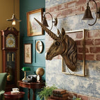 JJALIGHTS Exquisite Resin Animal Head Wall Sculpture (Gift Metal Frame) - Imitation Copper Vintage Decor for Living Room, Bedroom & Office | Decorative Wall Hanging Art (Unicorn)