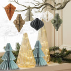 EASY JOY Christmas Party Decorations - 8 PCS Hanging Honeycomb Paper Ornaments Vintage Christmas Tree Decorations Paper Honeycomb Decor for Xmas, New Years Party, Ceilings, Home Decor
