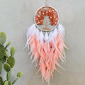 Dream Catchers, Pink Dream Catcher Tree of Life Wall Decor, with Natural Healing Crystal Stone, Perfect Rose Agate Handmade Dreamlike Dream Catcher for Girls Bedroom Decor Art Craft Gift