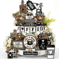 Mifoci 23 Pcs Coffee Tiered Tray Decorations Highland Cow Wooden Farmhouse Coffee Bar Accessories Signs Mugs & Rustic Highland Cow for Kitchen Table Centerpiece