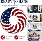 1 Pcs 18 Inch Patriotic Wreath for Front Door 4th of July Wreath Red White Blue Rose Front Door Decor Independence Memorial Artificial Rose Wreaths for 250th Anniversary Porch Wall Indoor Outdoor