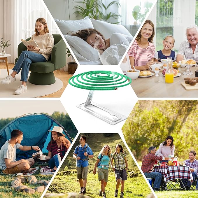 SCENTORINI Citronella Coils, 48 PCS Citronella Incense with Coil Holder, Suitable for Summer Home Outdoor Use, Pool Side, Patio, Camping, Porches, Courtyards, Farms, Garden Planting Area