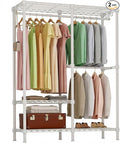 H18 Clothes Rack for Hanging Clothes, Heavy Duty Garment Rack, Portable Closet with Adjustable Shelves, Freestanding Wardrobe Closet for Bedroom Storage, White