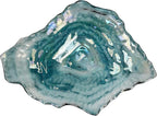 Things2Die4 Oyster Shaped Decorative Plate, 10 X 7.5 Inch Iridescent Sea Blue Glass Accent Dish for Coastal Table Decor, Freeform Wavy Shell Design for Entryway or Living Room