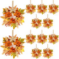 12 Pcs Fall Floral Swags Wreaths Mini Autumn Artificial Candle Rings Wreaths with Berries 3 inch Farmhouse Cabinets Hanging Wreath for Pillar Front Door Porch Wall Window Decoration