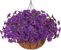 INSPRING Artificial Hanging Flowers Basket for Outdoors Fake Plants Spring Decoration, UV Resistant Faux Silk Petunias in Planter Look Real Morning Glory for Outside Patio Porch Balcony Garden Home