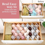 ROUFA Sock Drawer Organizer for Dresser, Honeycomb Underwear Dividers for Women, Panty Separator for Bras, Socks, Belt and Leggings (12pcs.Pink)
