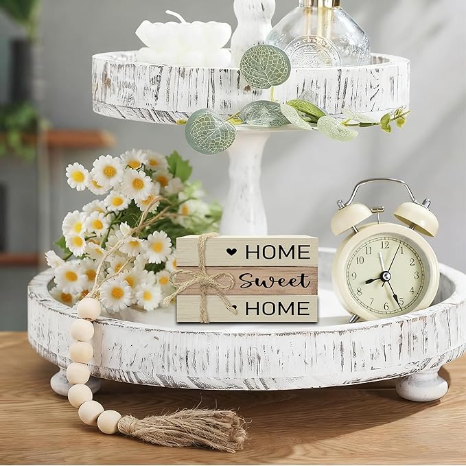 Mini Decorative Books For Home Decor, Small Wood Book Stack For Table Decor, Home Sweet Home decoration Books For Living Room Bookshelf, Farmhouse Stacked Books decoration（L54)
