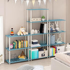 Furinno Turn-N-Tube 4-Tier Multipurpose Shelf Display Rack, Round Tubes, Light Blue/White