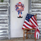 Patriotic Wreath for Front Door Red White Blue Wreath 4th of July Wreaths for Door Wall Memorial Day Decor Independence Day Hanging Decoration for Outside Home Farmhouse Holiday (Long-Legged hat)